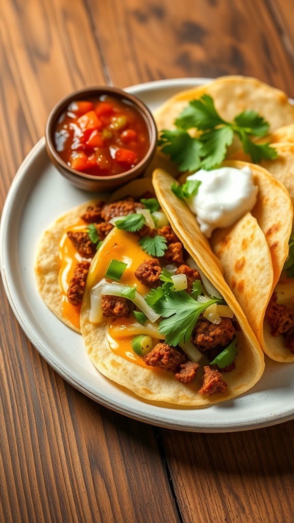 Chorizo Tortillas Recipe Chorizo tortillas filled with spicy chorizo, topped with cheese and cilantro, served with salsa and sour cream.